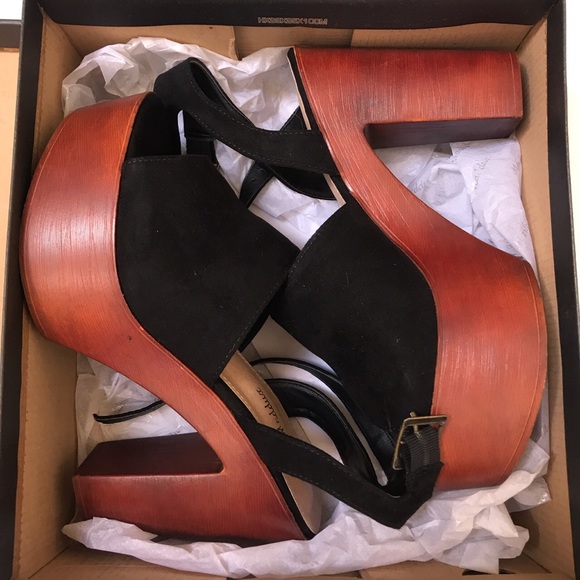 Platform Black Suede Heels - Picture 2 of 3